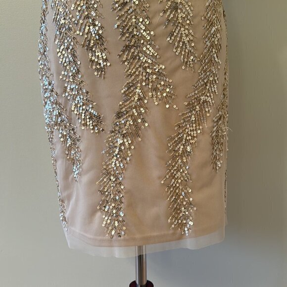 Aidan Mattox Sequined Gold and Champagne Dress Size 4 - Picture 5 of 11